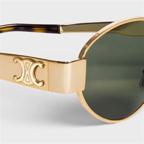 CELINE Metal Triomphe 01 Sunglasses CL40235U Gold Green